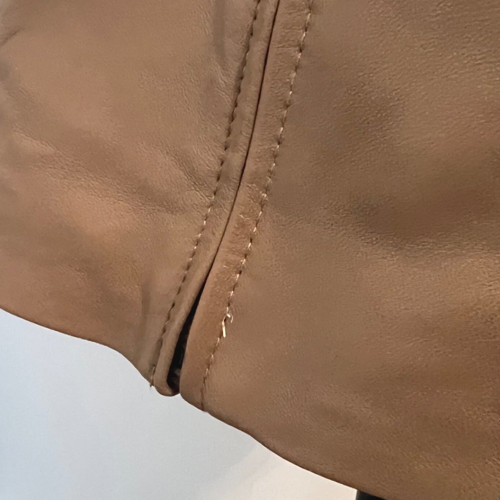 Live a Little Lamb Leather Moto Biker Jacket L Tan Camel - Picture 11 of 15